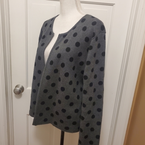 ELLE Gray & Black Polka Dot Open Front Cardigan XXL-14/16, Classic Comfy - Picture 6 of 10
